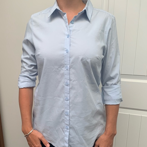 Brand New w/o Tags light blue button up blouse - Picture 2 of 4